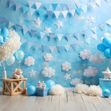 Happy Birthday Photo Background Balloons Cloudy Backdrop BRP10-376