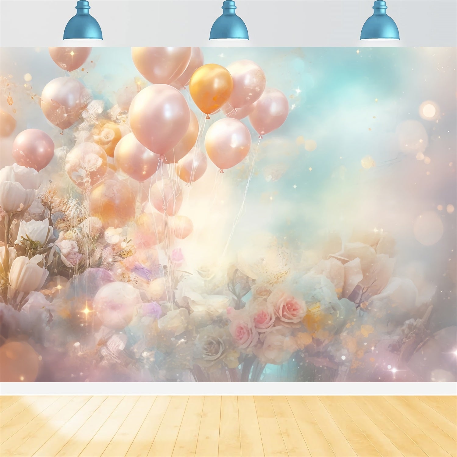 Happy Birthday Background For Kids Balloons Flowers Backdrop BRP10-377