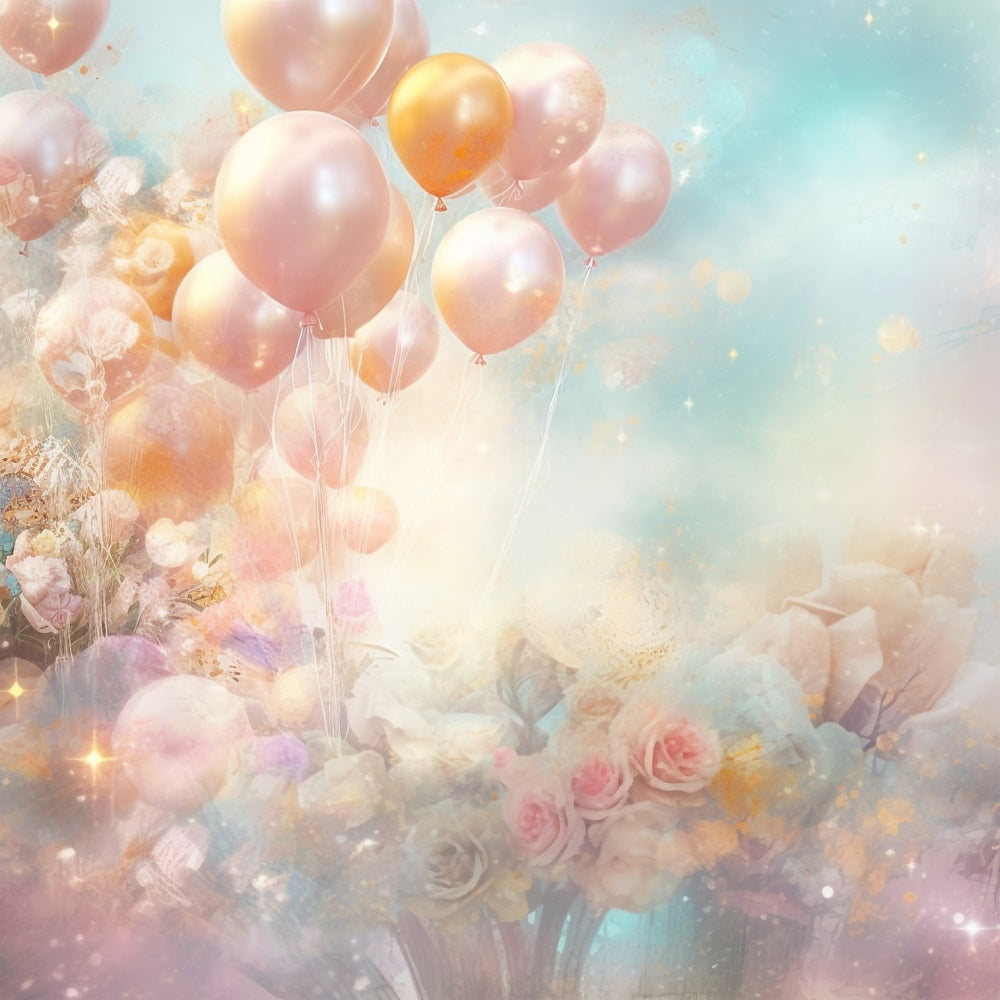 Happy Birthday Background For Kids Balloons Flowers Backdrop BRP10-377