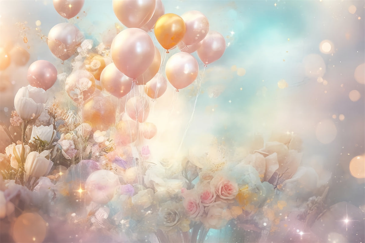 Happy Birthday Background For Kids Balloons Flowers Backdrop BRP10-377