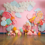 Birthday Photo Background Lollipops Cotton Candy Backdrop BRP10-378