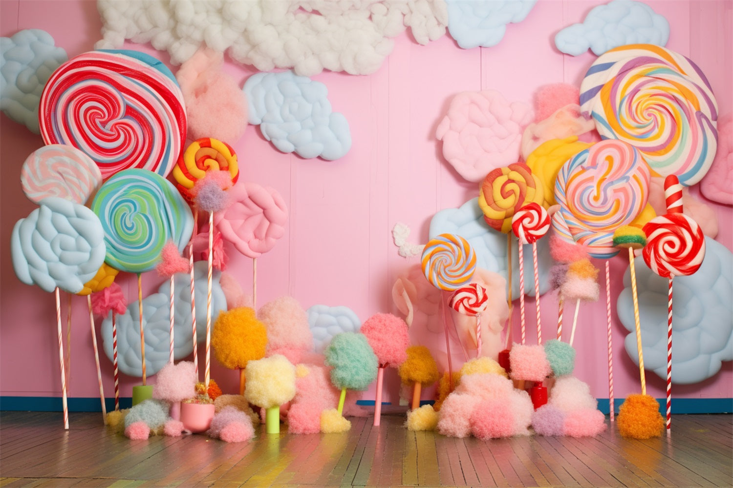 Birthday Photo Background Lollipops Cotton Candy Backdrop BRP10-378