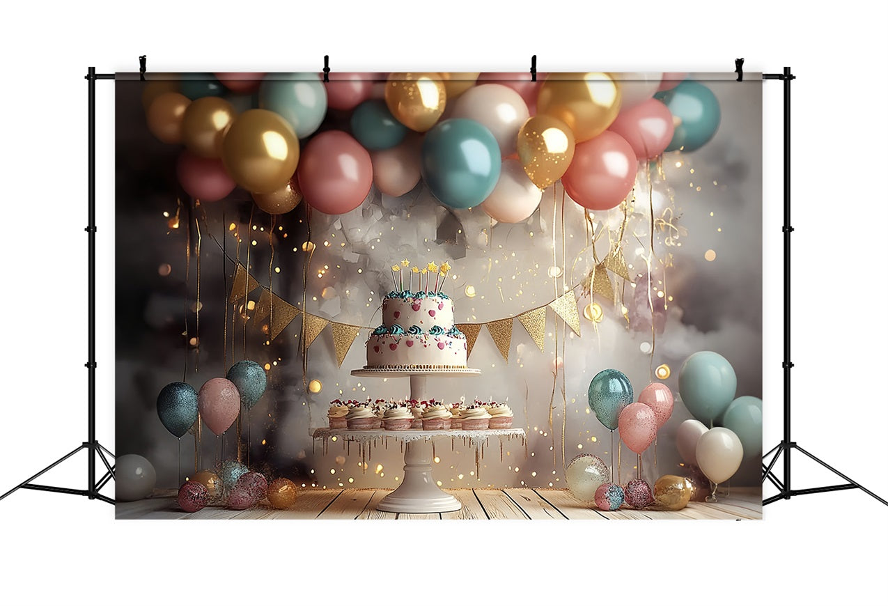 Simple Birthday Backdrop Ideas Balloon Cake Stand Backdrop BRP10-379