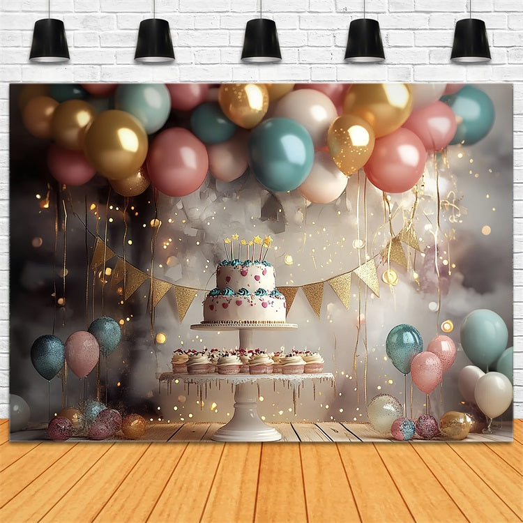 Simple Birthday Backdrop Ideas Balloon Cake Stand Backdrop BRP10-379