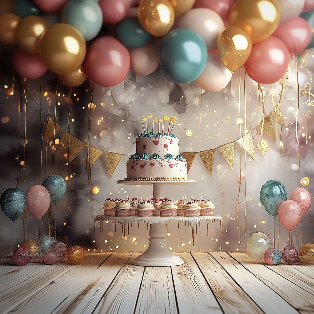 Simple Birthday Backdrop Ideas Balloon Cake Stand Backdrop BRP10-379