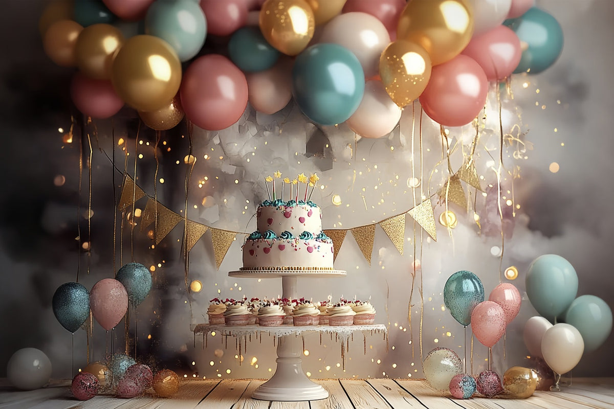 Simple Birthday Backdrop Ideas Balloon Cake Stand Backdrop BRP10-379