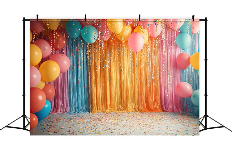 Happy Birthday Screen Background Balloons Streamers Backdrop BRP10-380