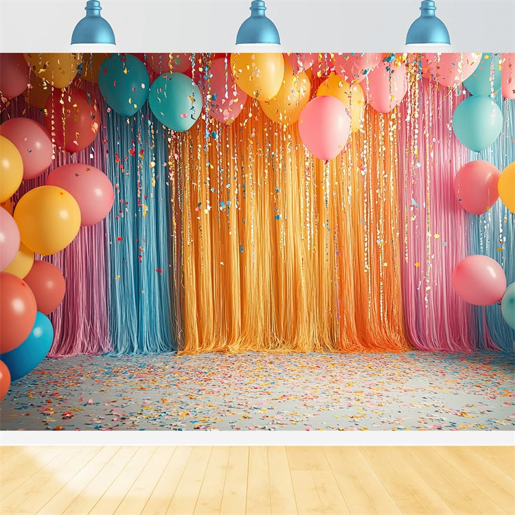 Happy Birthday Screen Background Balloons Streamers Backdrop BRP10-380