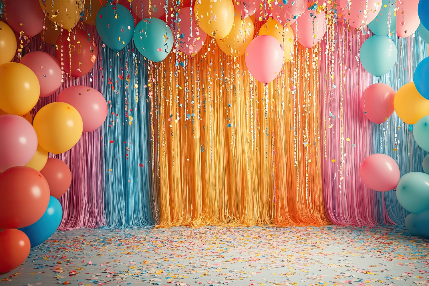 Happy Birthday Screen Background Balloons Streamers Backdrop BRP10-380