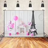 Birthday Backdrops Eiffel Tower Balloons Backdrop BRP10-385