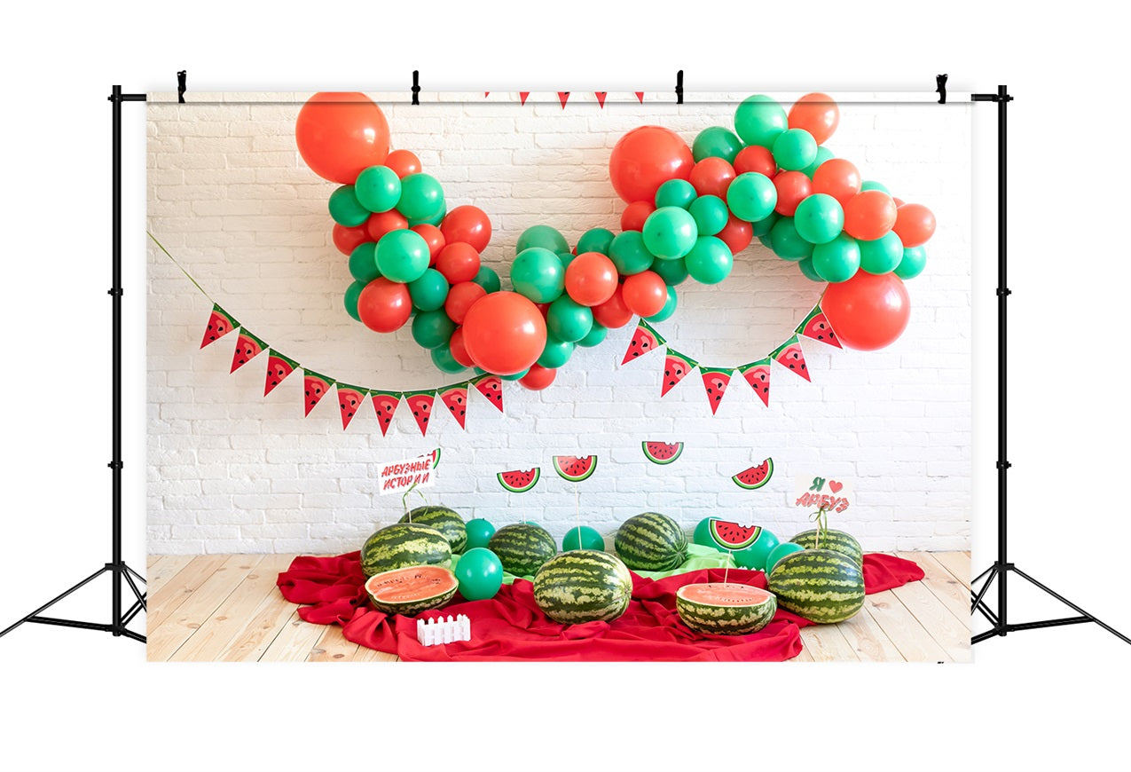 Summer Birthday Backdrop Watermelon Balloon Backdrop BRP10-388