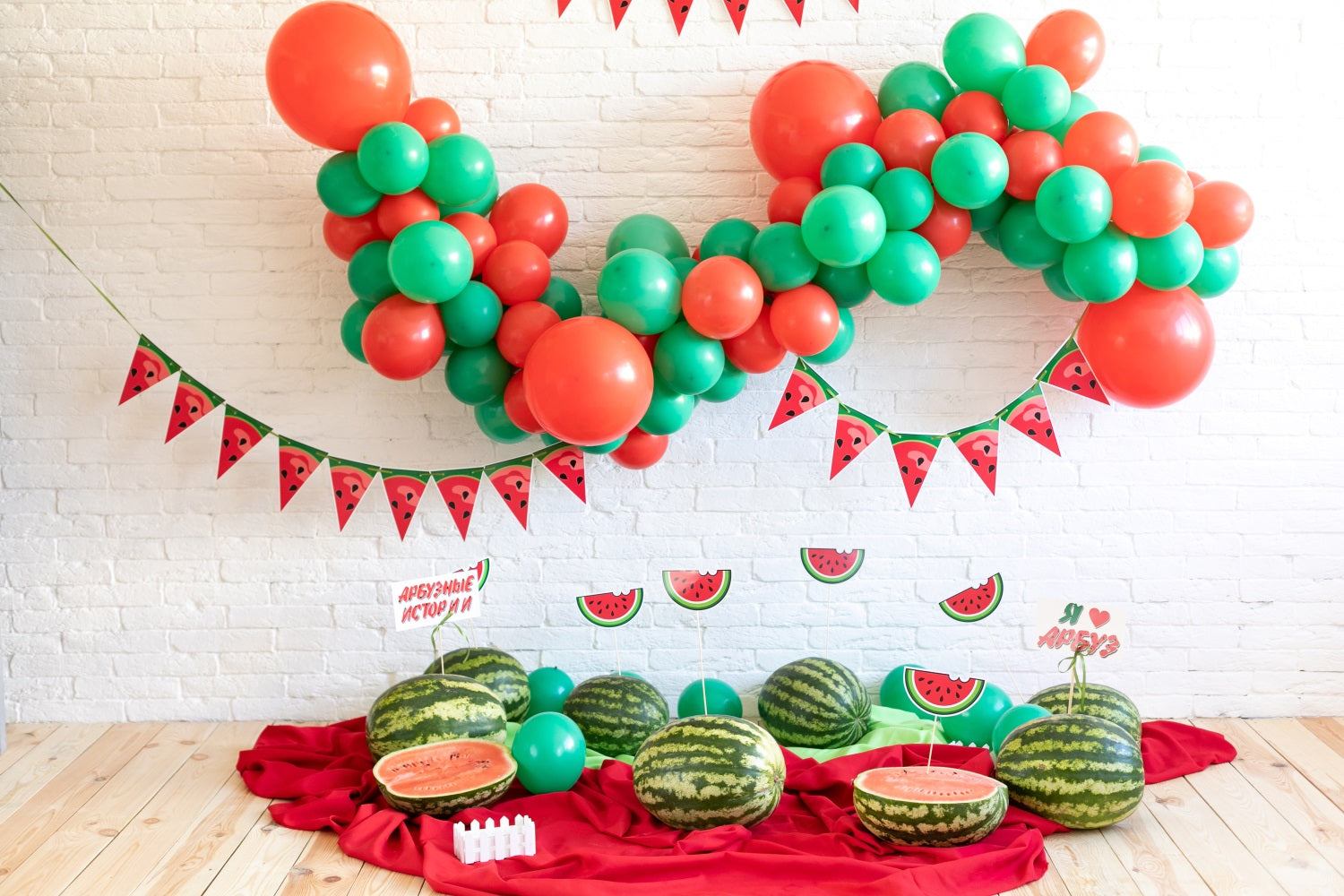 Summer Birthday Backdrop Watermelon Balloon Backdrop BRP10-388