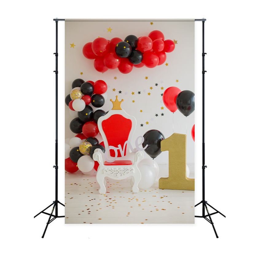 Happy 1st Birthday Backdrop Crown Throne Balloon Backdrop BRP10-389