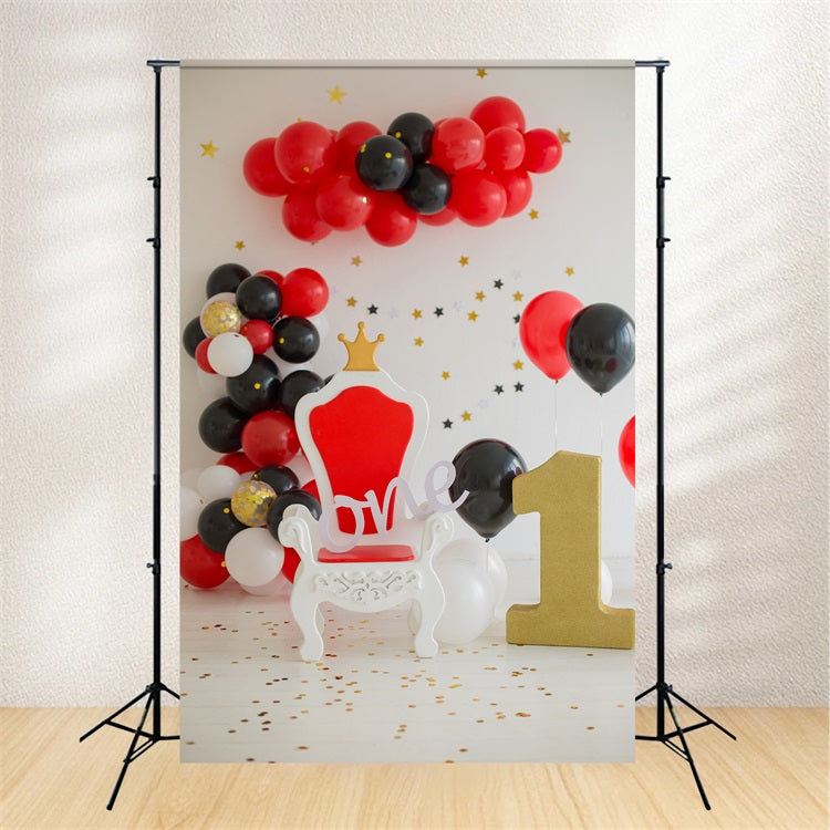 Happy 1st Birthday Backdrop Crown Throne Balloon Backdrop BRP10-389