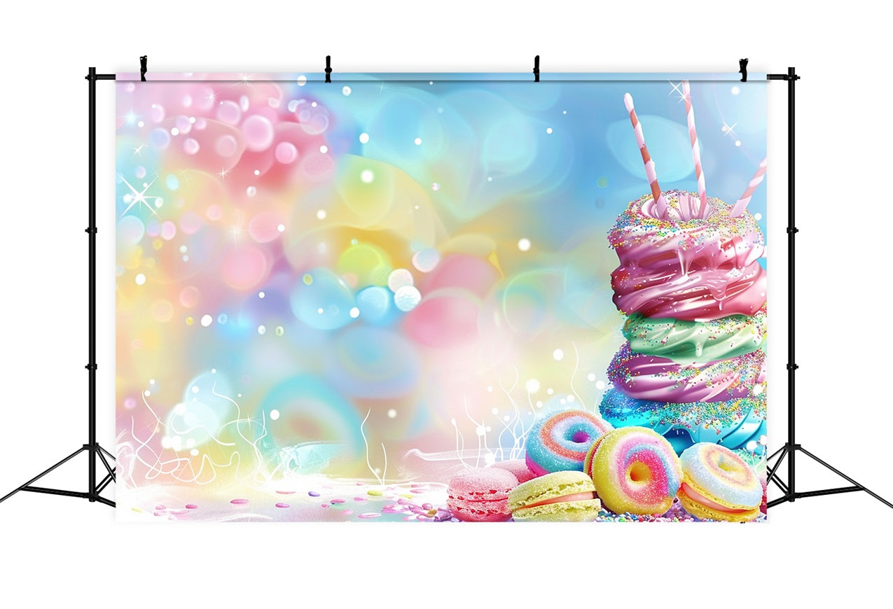 Birthday Backdrop Sugary Donut Macarons Backdrop BRP10-391