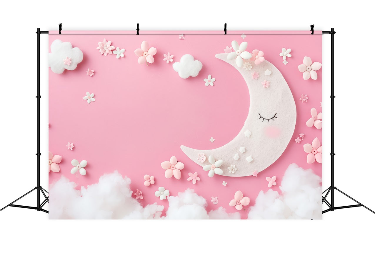 Birthday Background Clouds Pink Moon Fantasy Backdrop BRP10-392