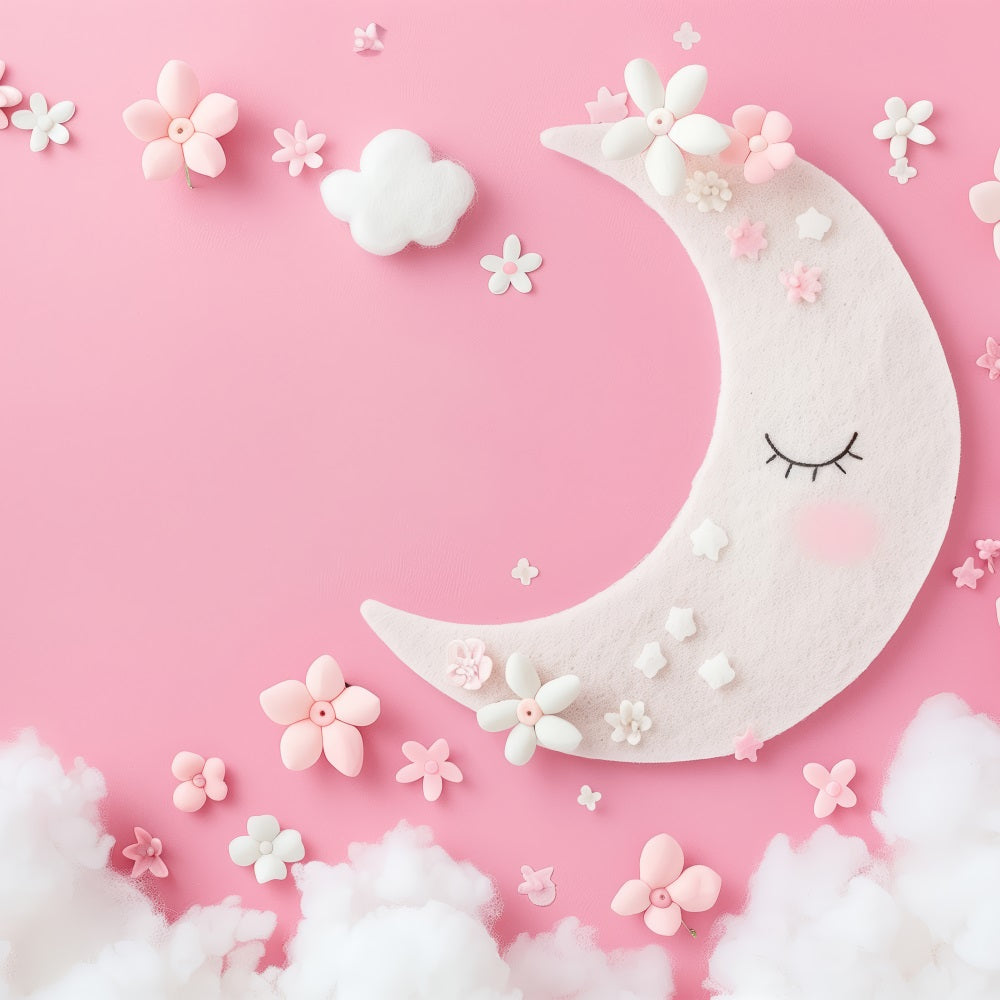 Birthday Background Clouds Pink Moon Fantasy Backdrop BRP10-392