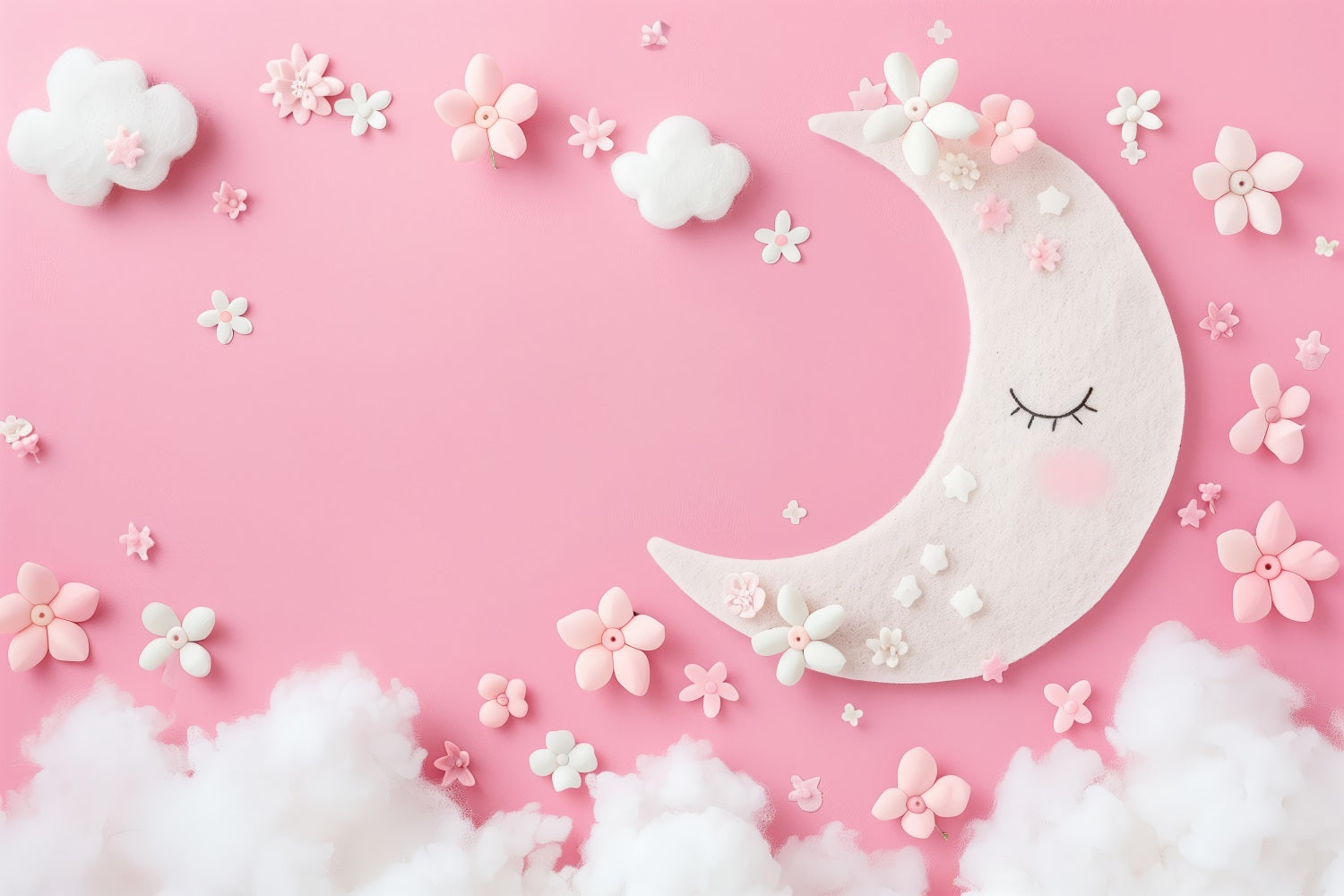 Birthday Background Clouds Pink Moon Fantasy Backdrop BRP10-392