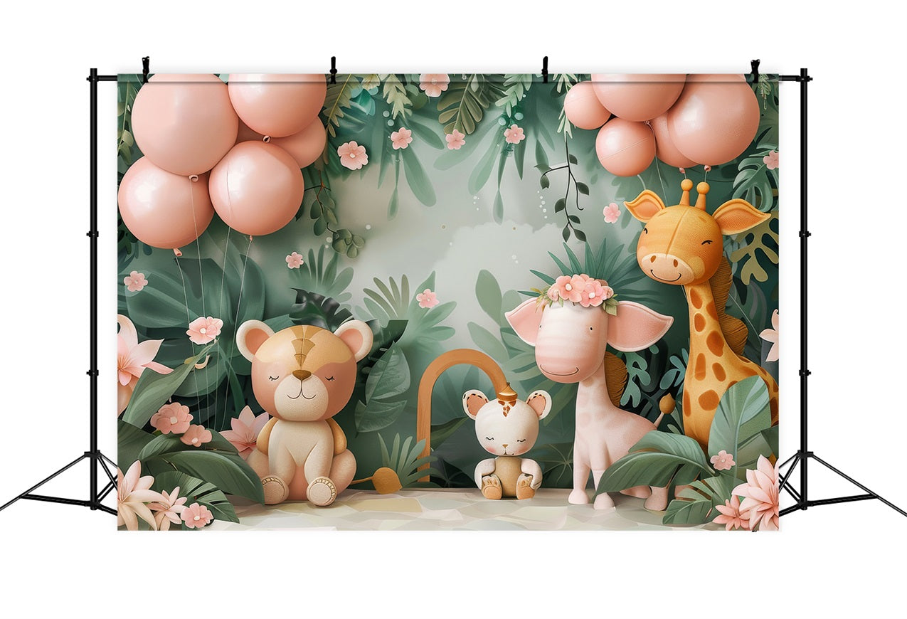 Happy Birthday Backdrop Safari Animals Jungle Backdrop BRP10-394