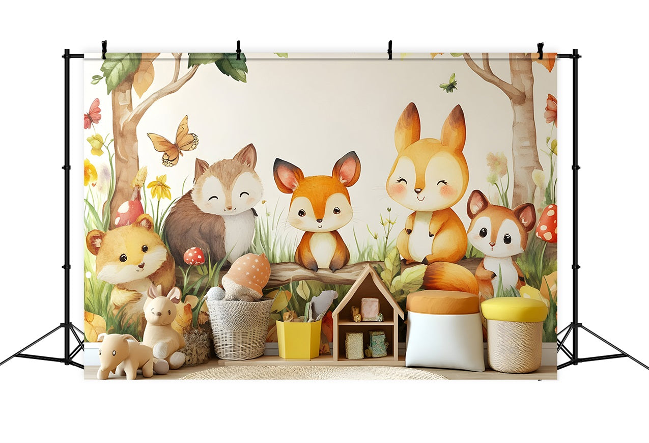 Backdrop For Birthday Forest Animals Kids Backdrop BRP10-395