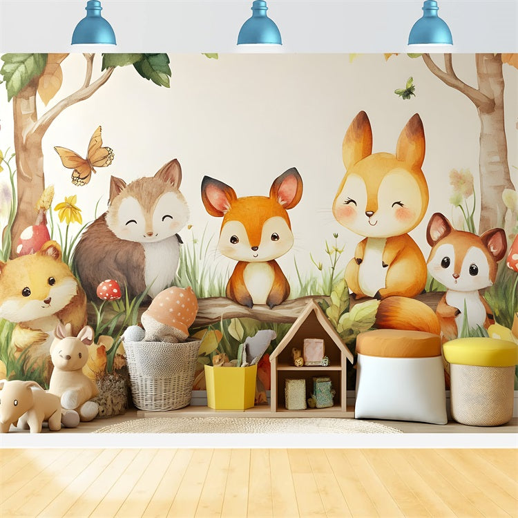 Backdrop For Birthday Forest Animals Kids Backdrop BRP10-395