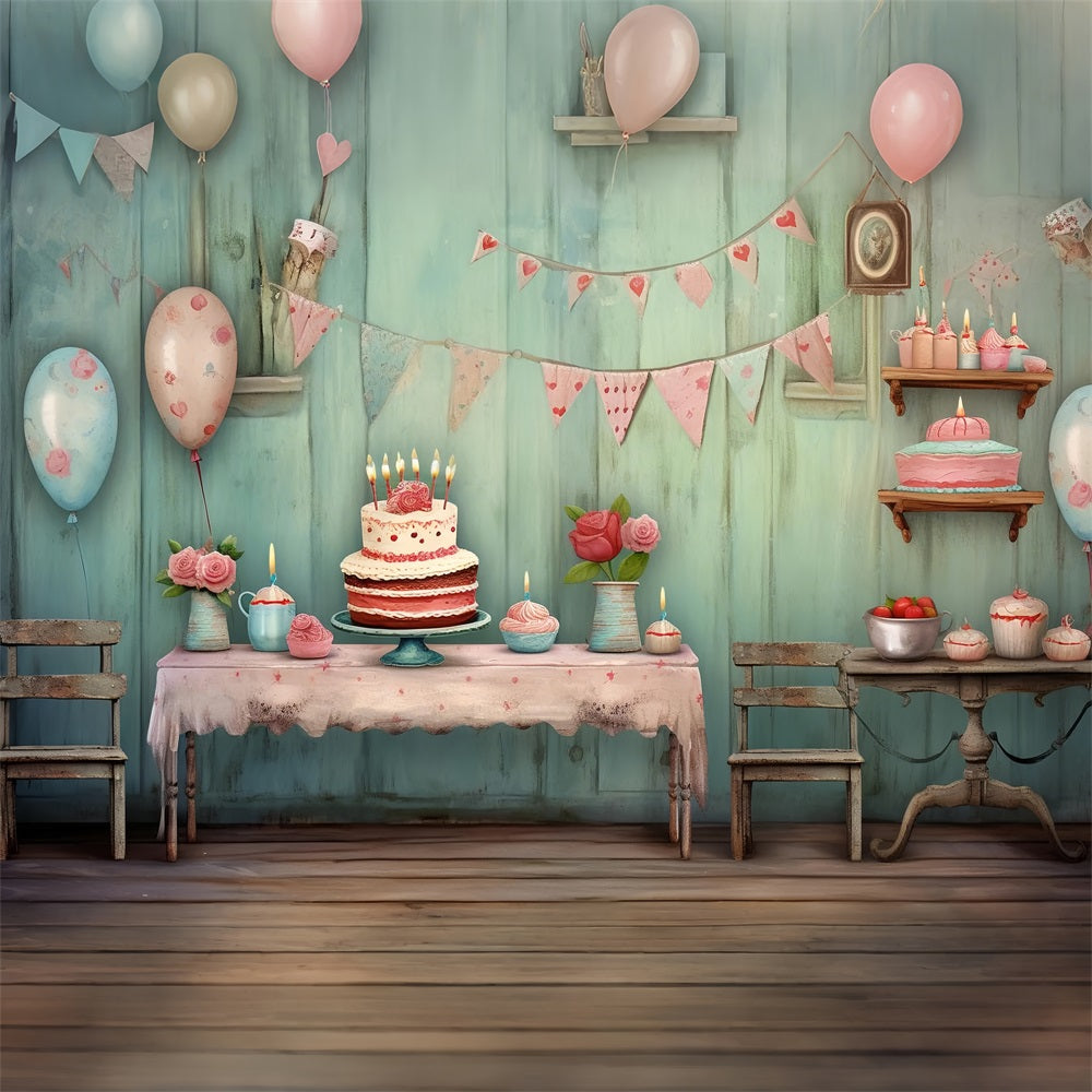 Birthday Photo Backdrop Cake Table Bunting Backdrop BRP10-396