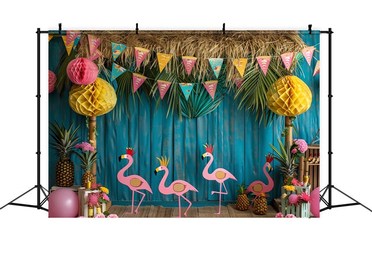 Backdrops For Birthdays Tropical Party Scene Flamingos Backdrop BRP10-398