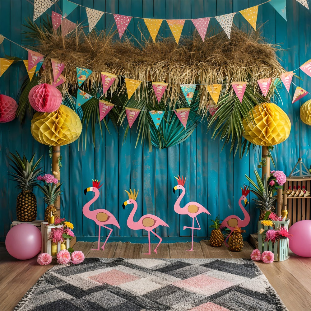 Backdrops For Birthdays Tropical Party Scene Flamingos Backdrop BRP10-398