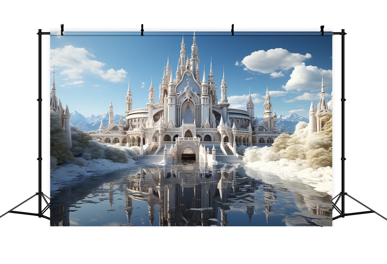 Winter Grand White Castle Icy Reflections Backdrop BRP10-40