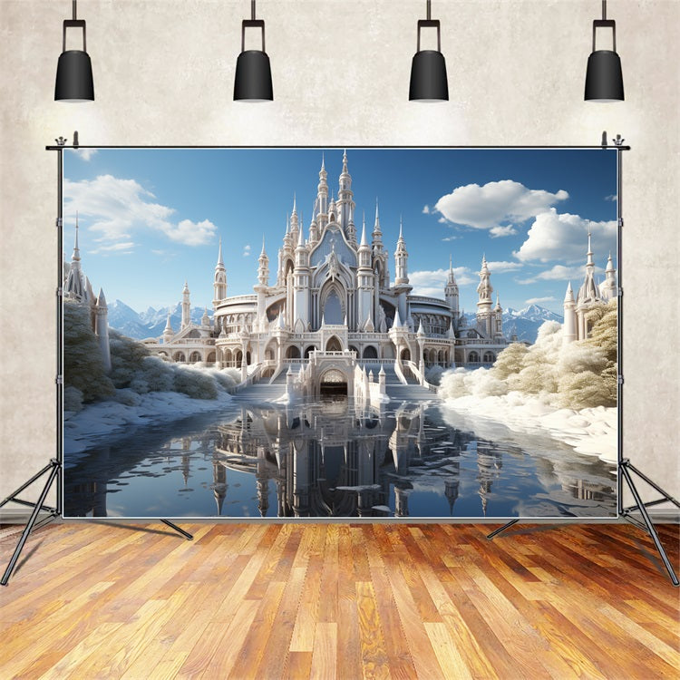 Winter Grand White Castle Icy Reflections Backdrop BRP10-40