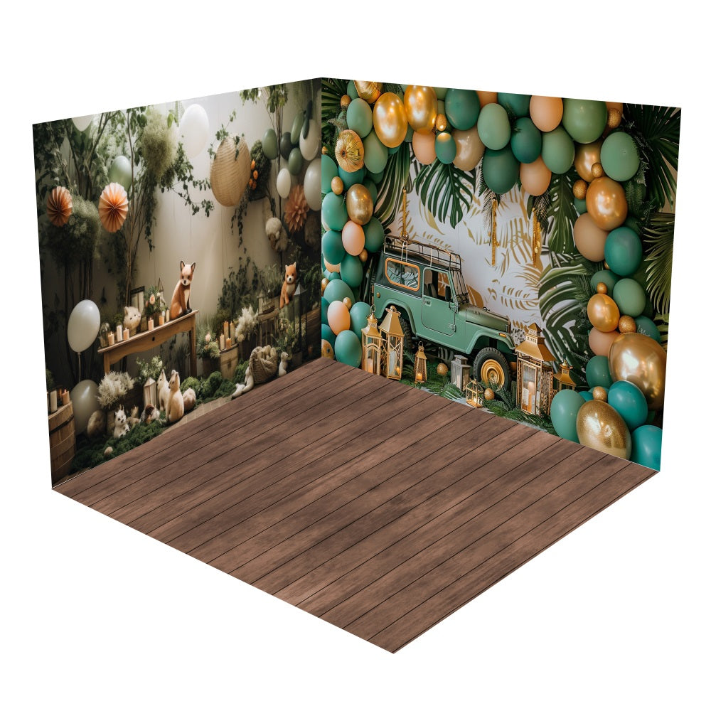 Boho Decor Fox Jeep Balloons Backdrop Room Set BRP10-419