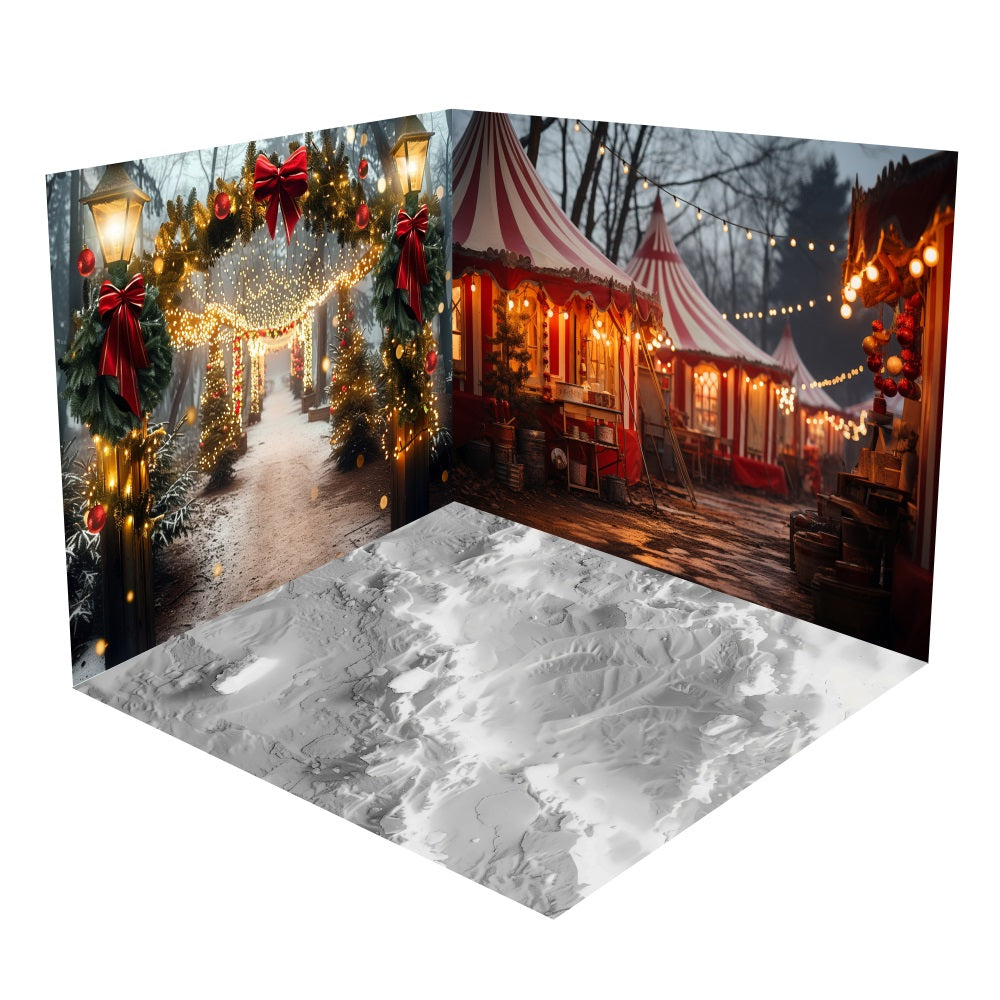 Christmas Market Festival Path Lights Backdrop Room Set BRP10-437