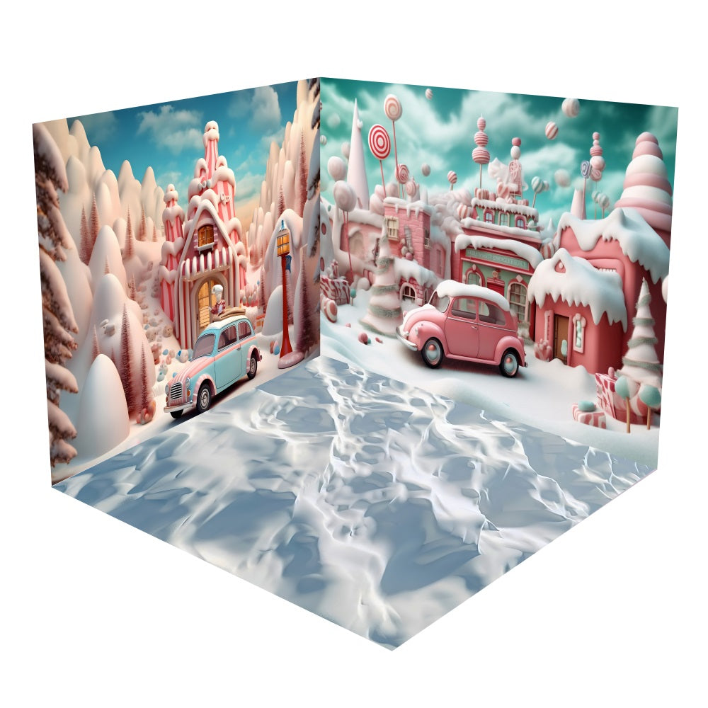 Christmas Gingerbread Houses Candyland Backdrop Room Set BRP10-441