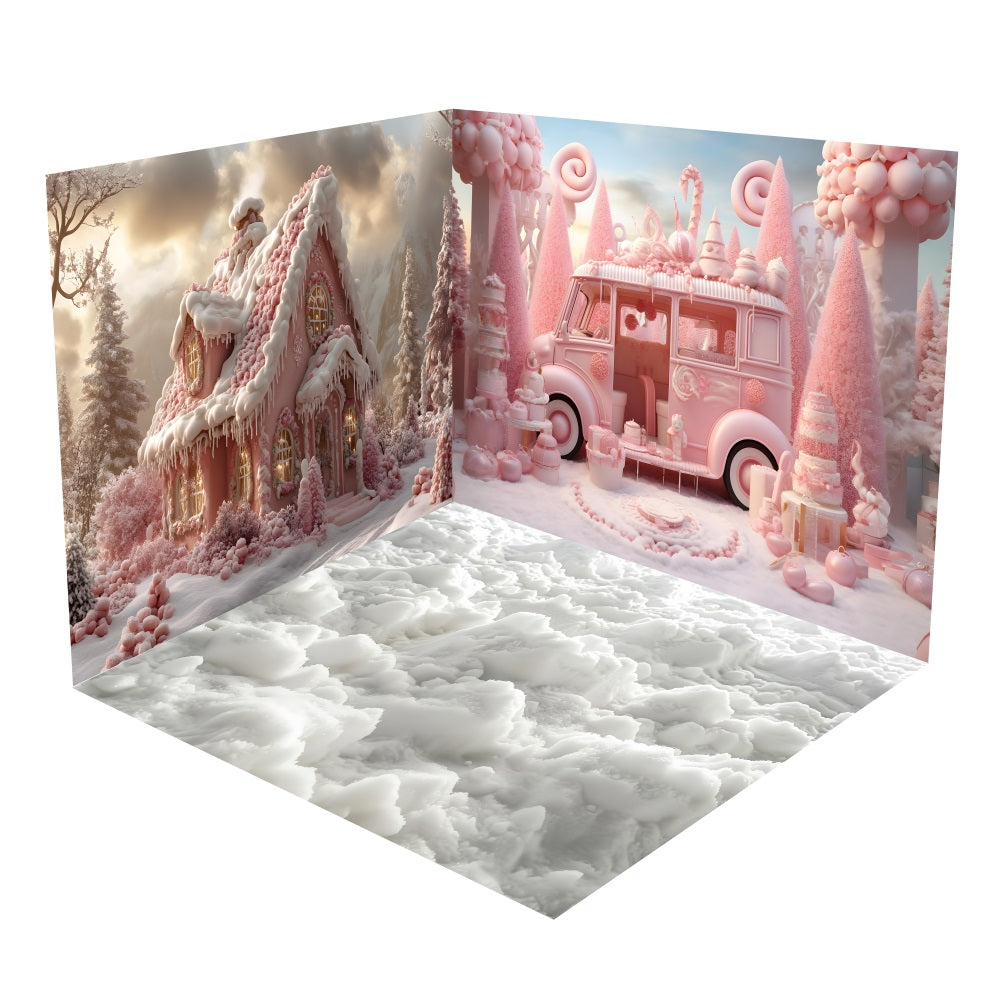 Christmas Gingerbread House Candy Truck Backdrop Room Set BRP10-442