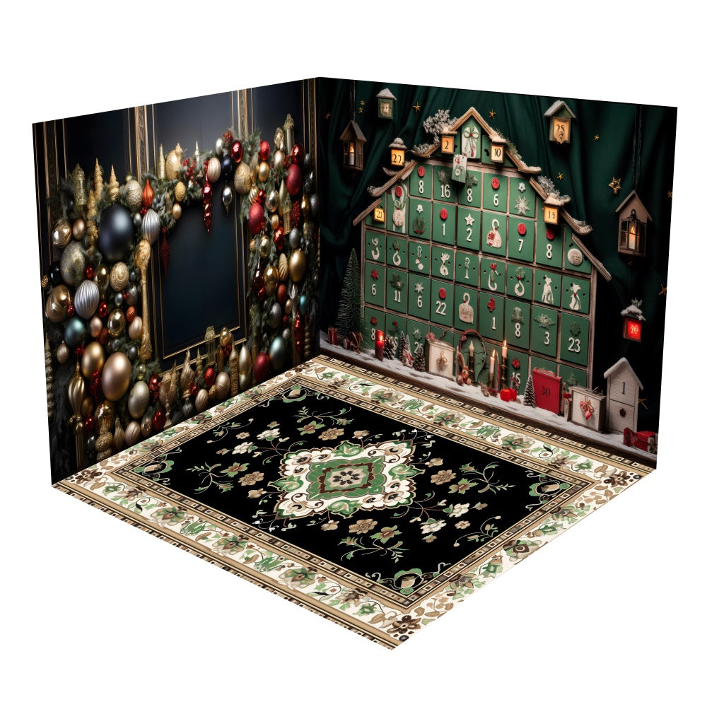 Christmas Advent Ornaments Decor Backdrop Room Set BRP10-447