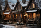 Winter Serene Night Cozy Snowy Cottage Backdrop BRP10-44