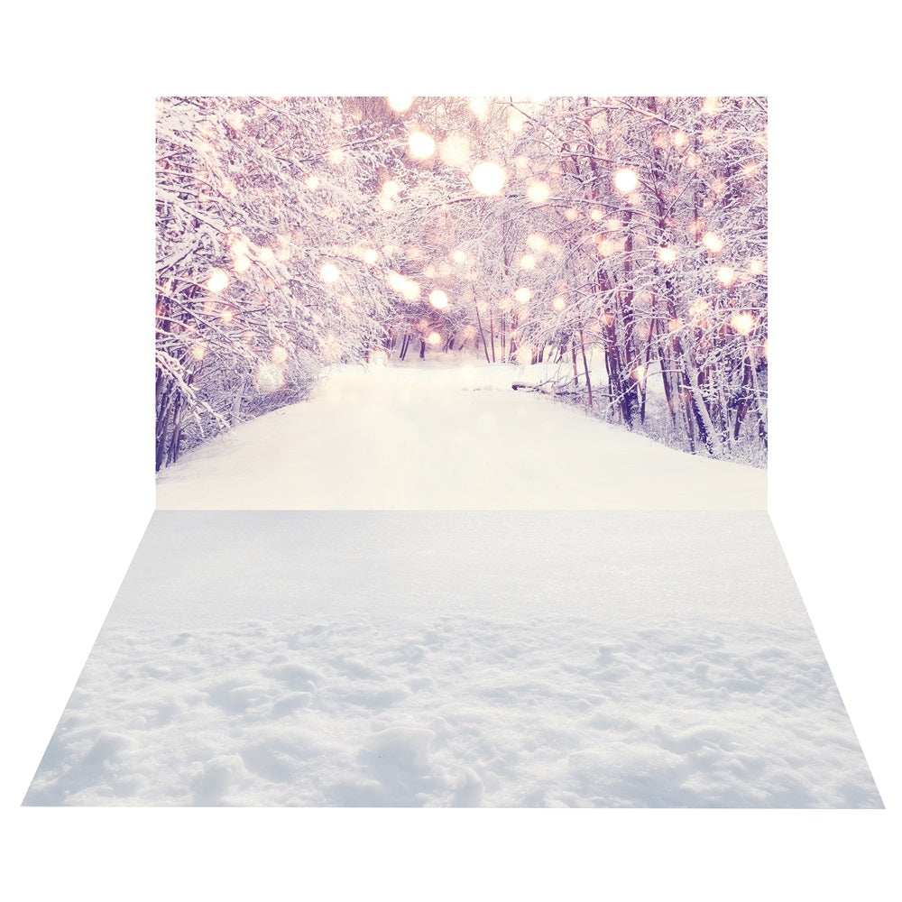 Winter Glow Forest Backdrop+Snow Field Floor Backdrop BRP10-457