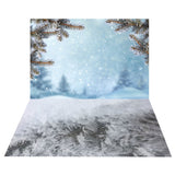 Winter Snowy Pine Tree Backdrop+Icy Ground Texture Floor Backdrop BRP10-462