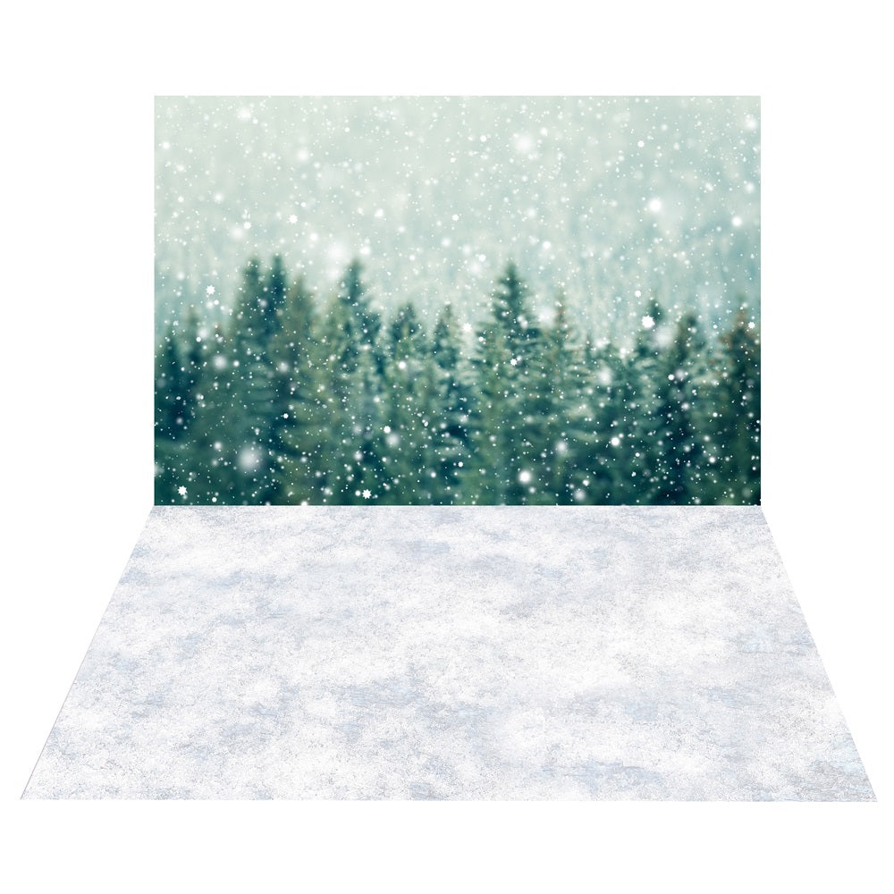 Winter Forest Blurred Backdrop+Snow Floor Backdrop BRP10-463