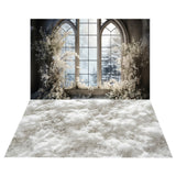 Winter Frost Window Backdrop+Snow Pile Floor Backdrop BRP10-468