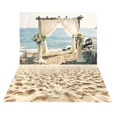 Boho Oceanfront Wedding Arch Backdrop+Sunny Sand Floor Backdrop BRP10-471