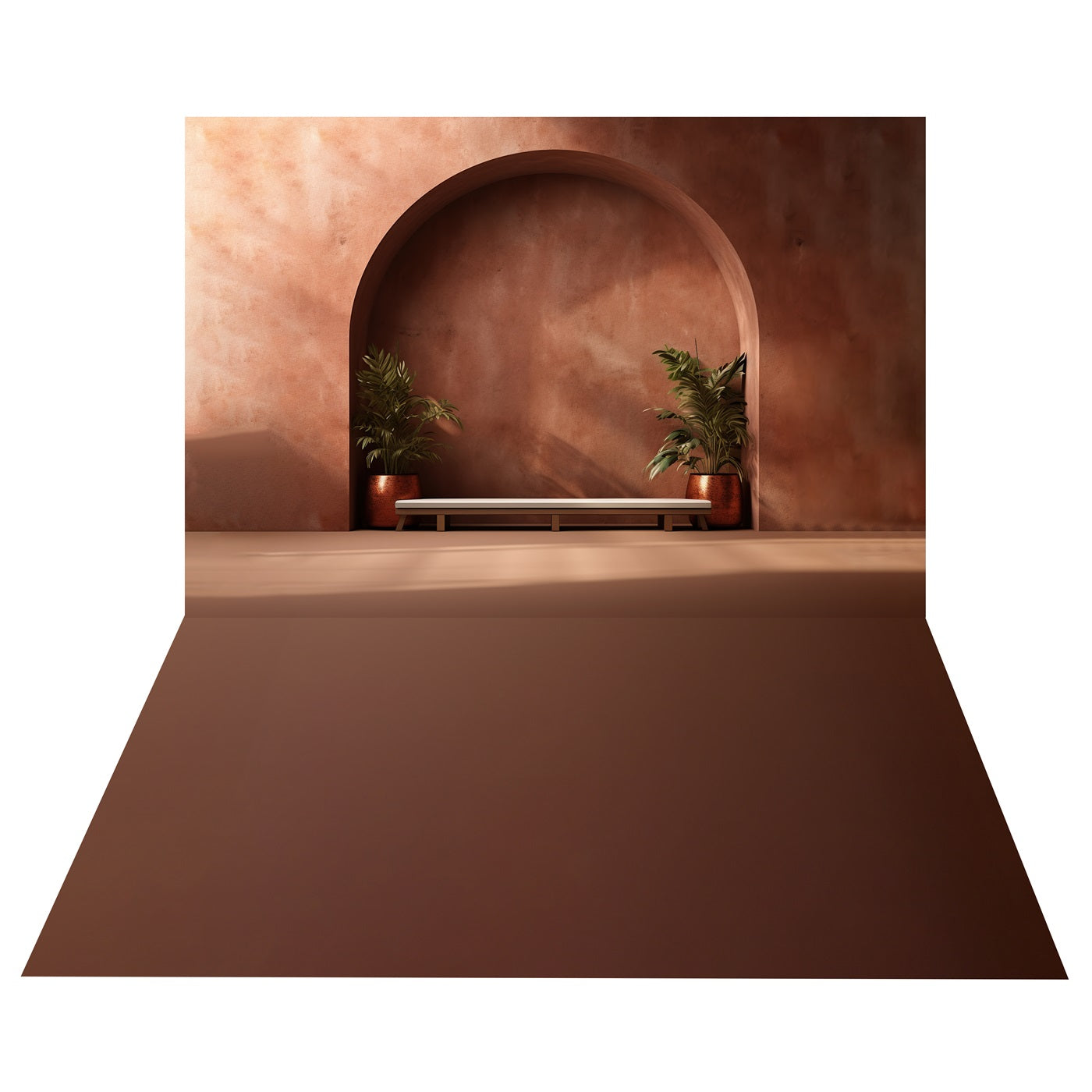 Boho Arch Decor Vintage Backdrop+Chocolate Brown Floor Backdrop BRP10-484