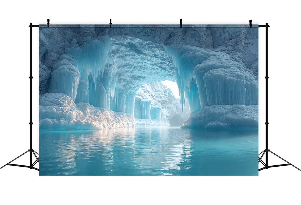 Winter Chilling Ice Cave Crystal Clear Icicles Backdrop BRP10-50