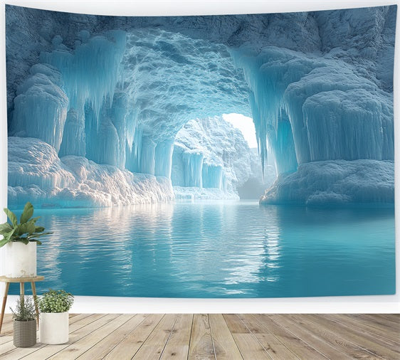 Winter Chilling Ice Cave Crystal Clear Icicles Backdrop BRP10-50