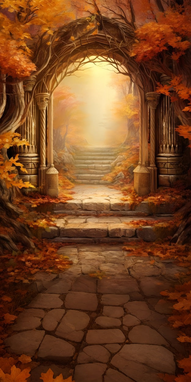 Autumn Archway Sweep Stone Path Scene Backdrop BRP10-505