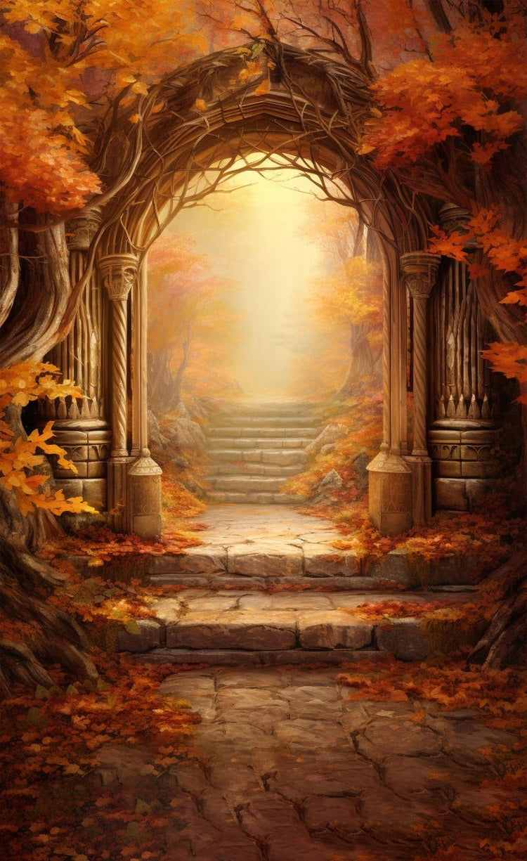 Autumn Archway Sweep Stone Path Scene Backdrop BRP10-505