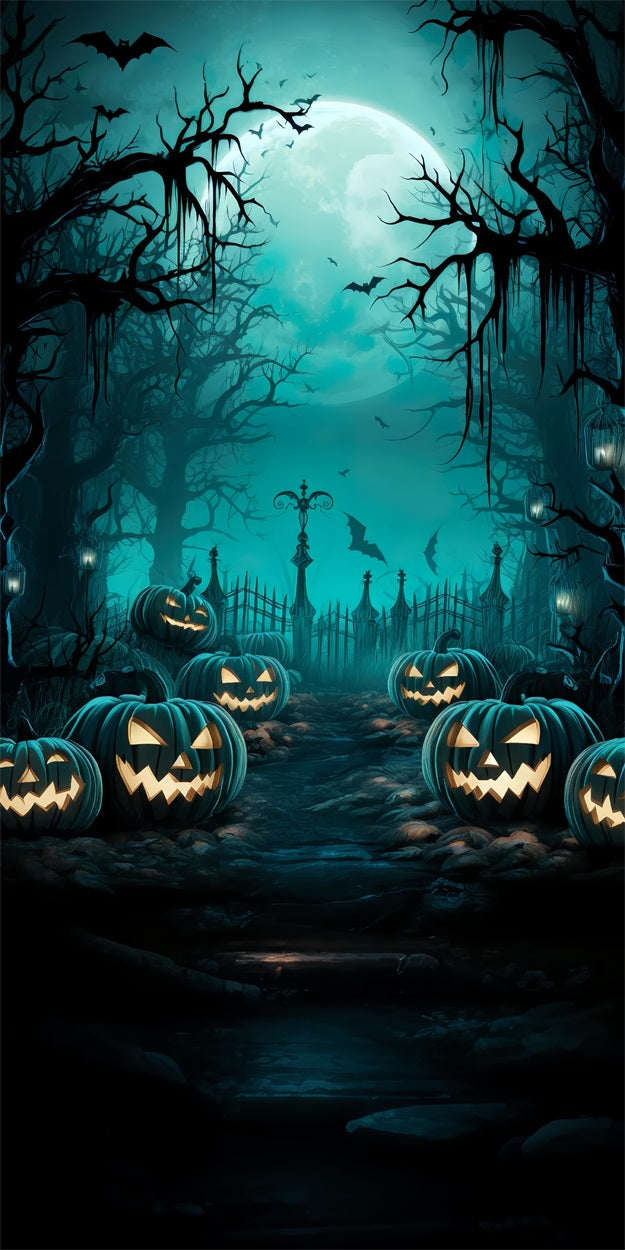 Halloween Sweep Pumpkin Patch Blue Moon Backdrop BRP10-511