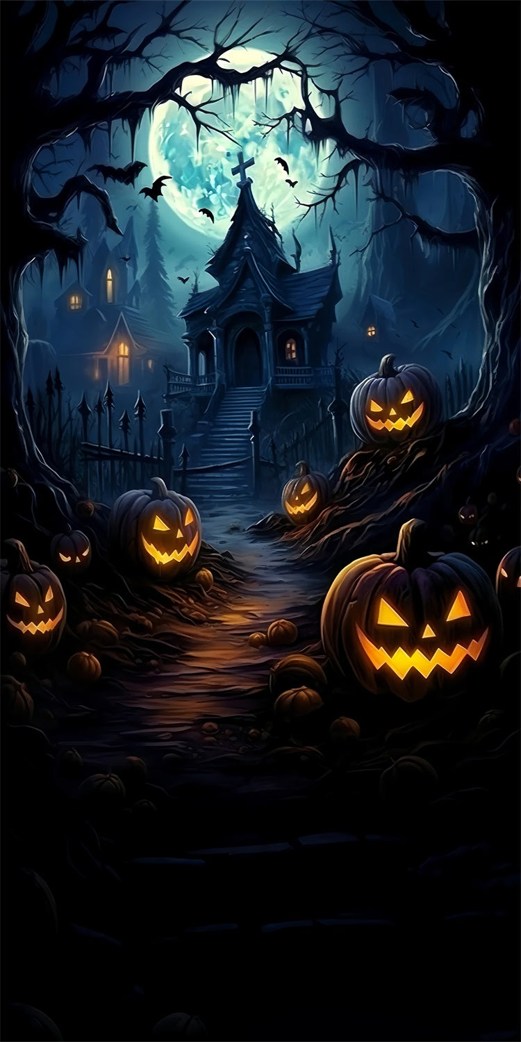 Halloween Sweep Pumpkin Path Haunted House Backdrop BRP10-512