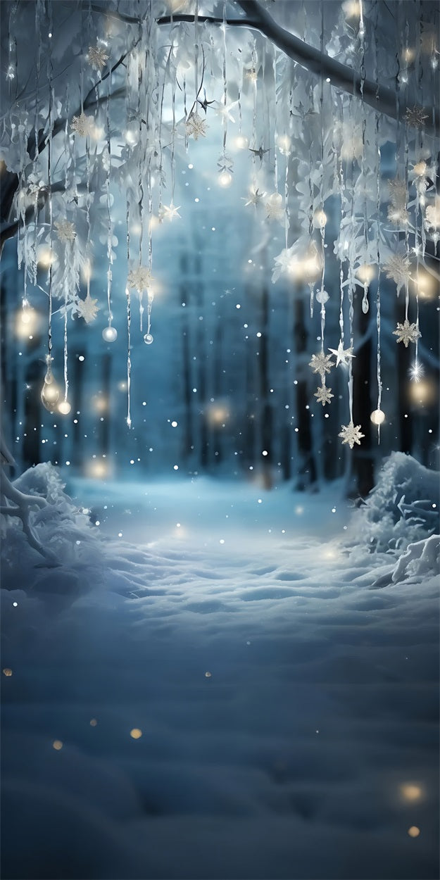 Winter Icy Forest Sweep Frozen Snowflake Backdrop BRP10-515