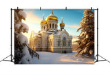 Winter Majestic Church Golden Cupolas Backdrop BRP10-52